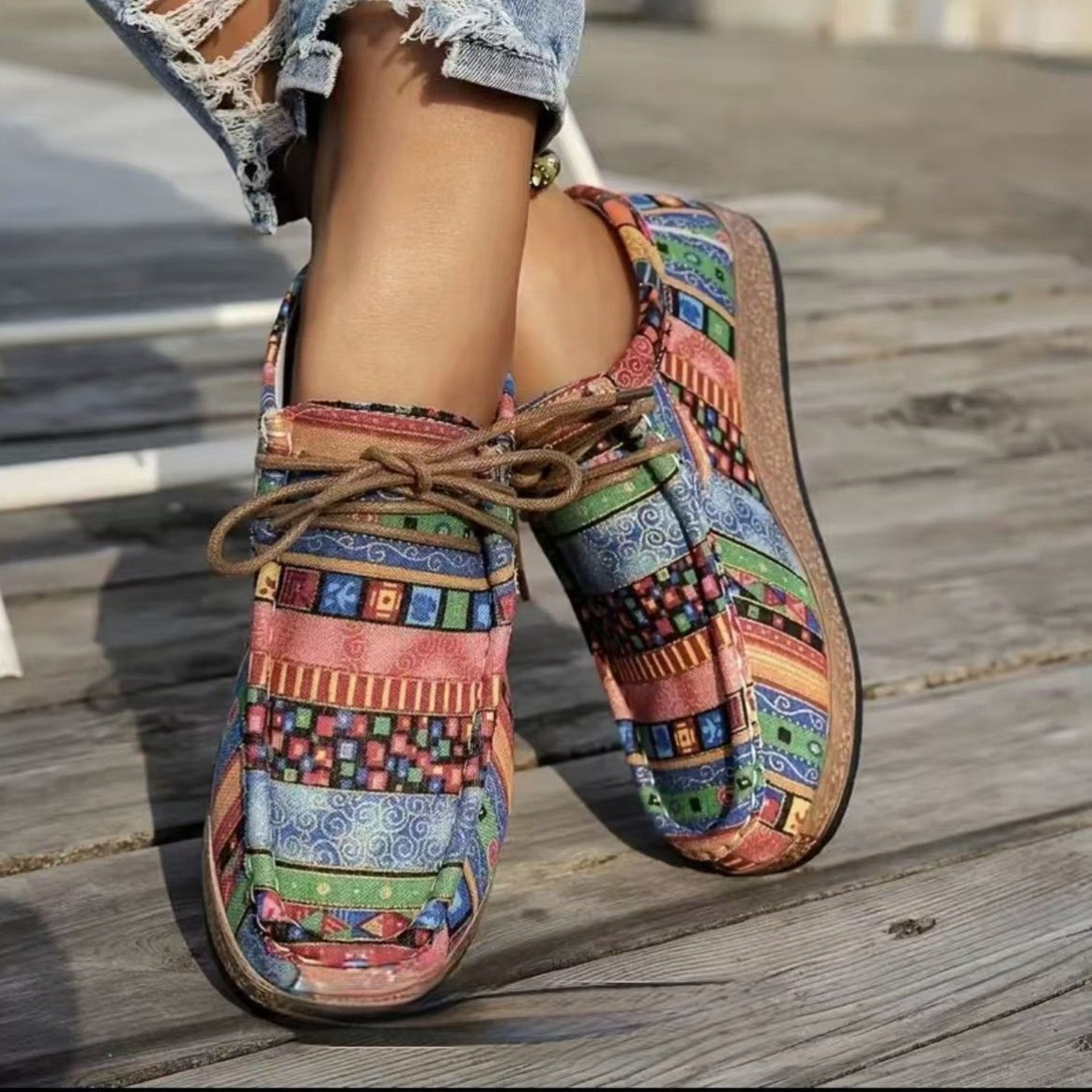 Color Graffiti Canvas Flat Bottom Pumps foto 2