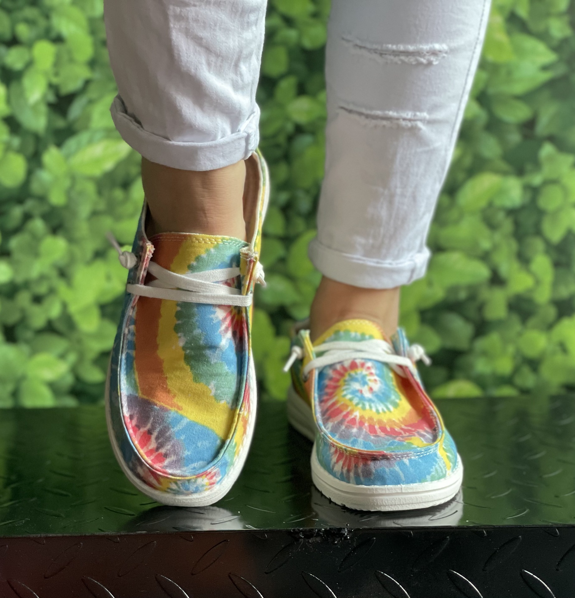 Spring Color Tie-dye Series Plus Size Boat Shoes foto 4