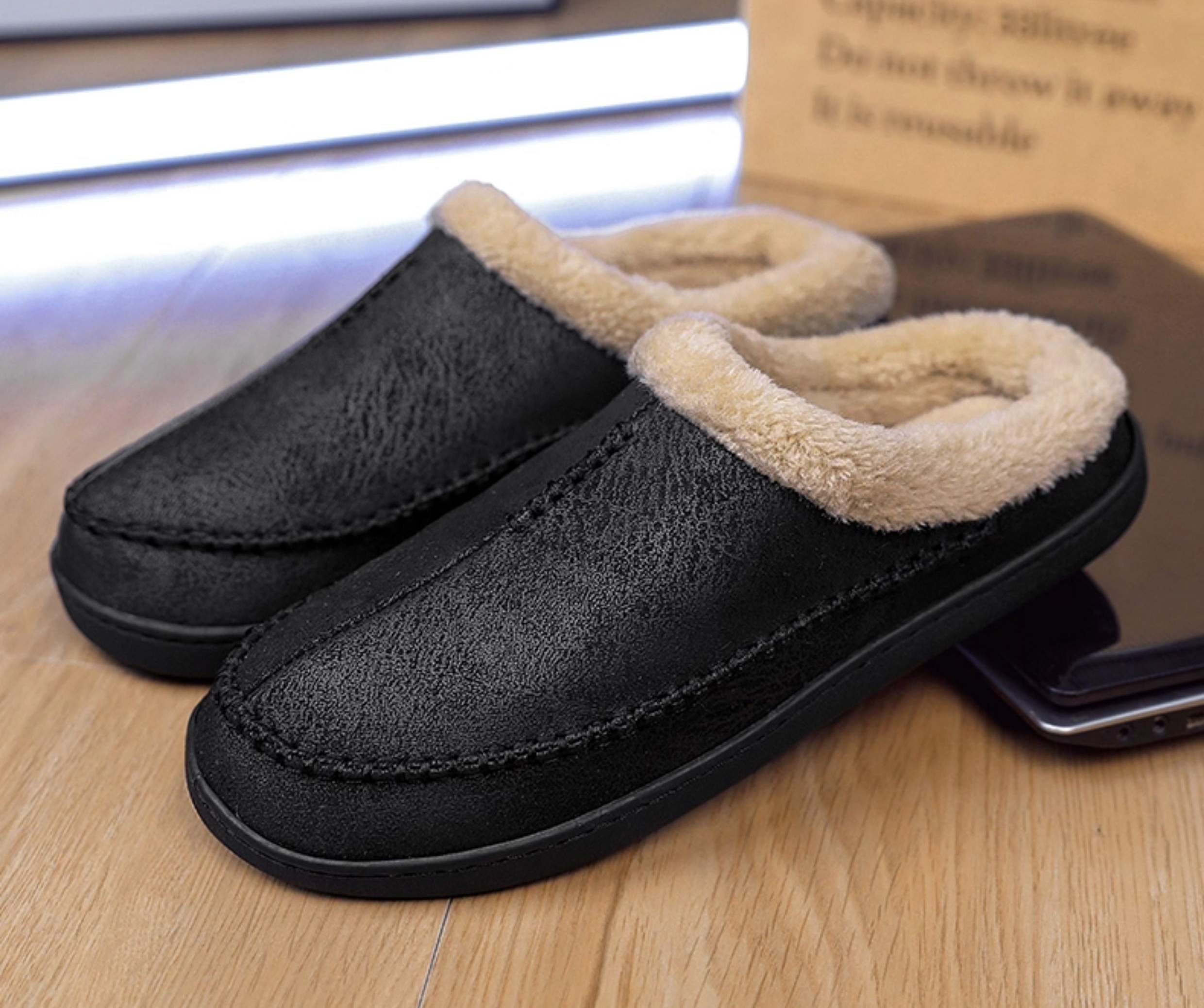 Indoor Warm Anti Slip And Plush Cotton Shoes For Men foto 2