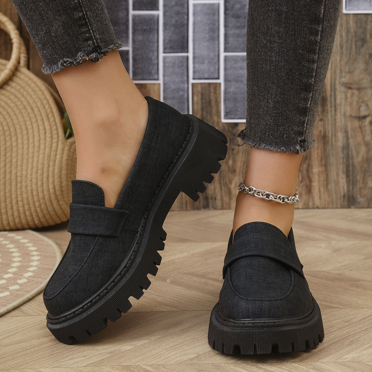 Retro Platform Loafers Casual Versatile Single-layer Shoes foto 5