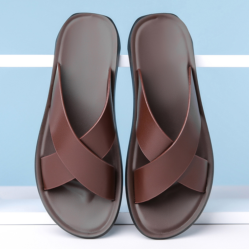 Men's Leather Summer Casual Slippers foto 4
