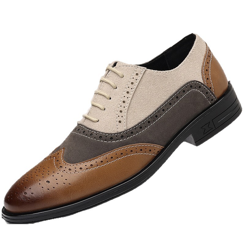 Plus Size Male Brogue Pointed Casual Leather Shoes foto 4