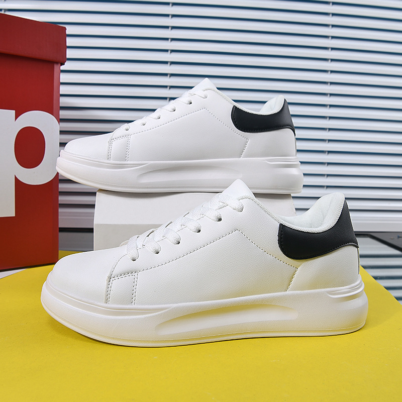 Large Size White Shoes Leather Waterproof Leisure Sneaker foto 3