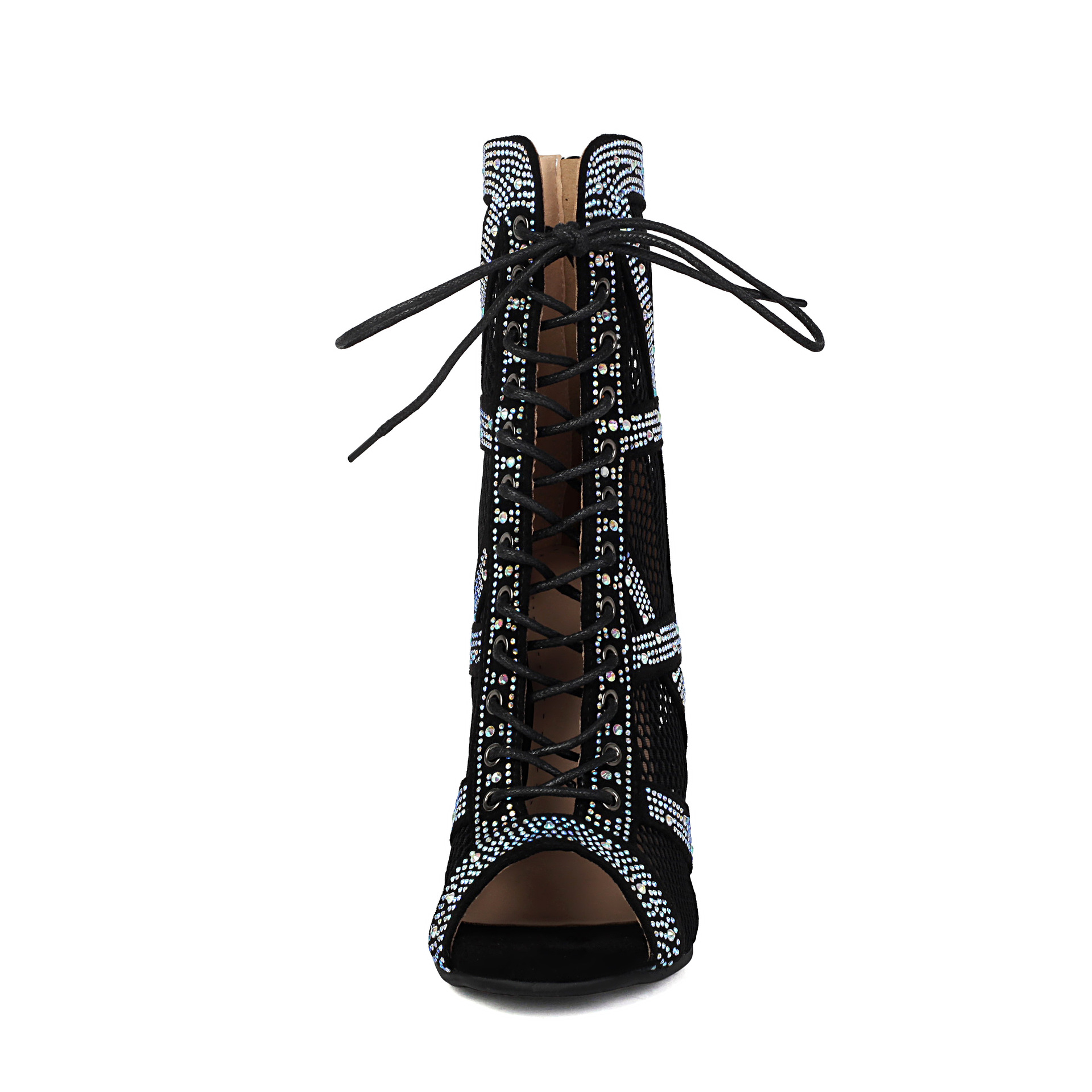 Womens Sparkling Rhinestone Heat-Transfer Mesh High Heels