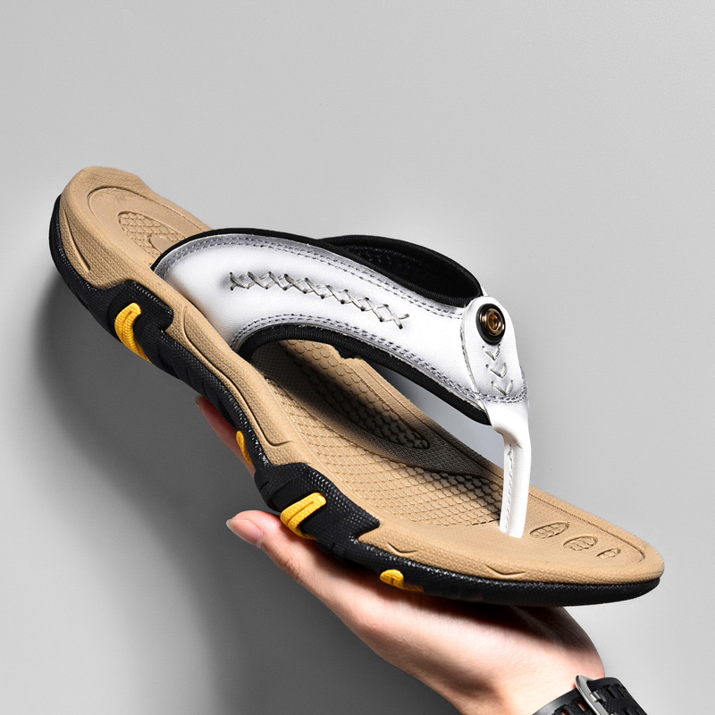 Genuine Leather Flip Flops Outdoor Wear Non-slip foto 4