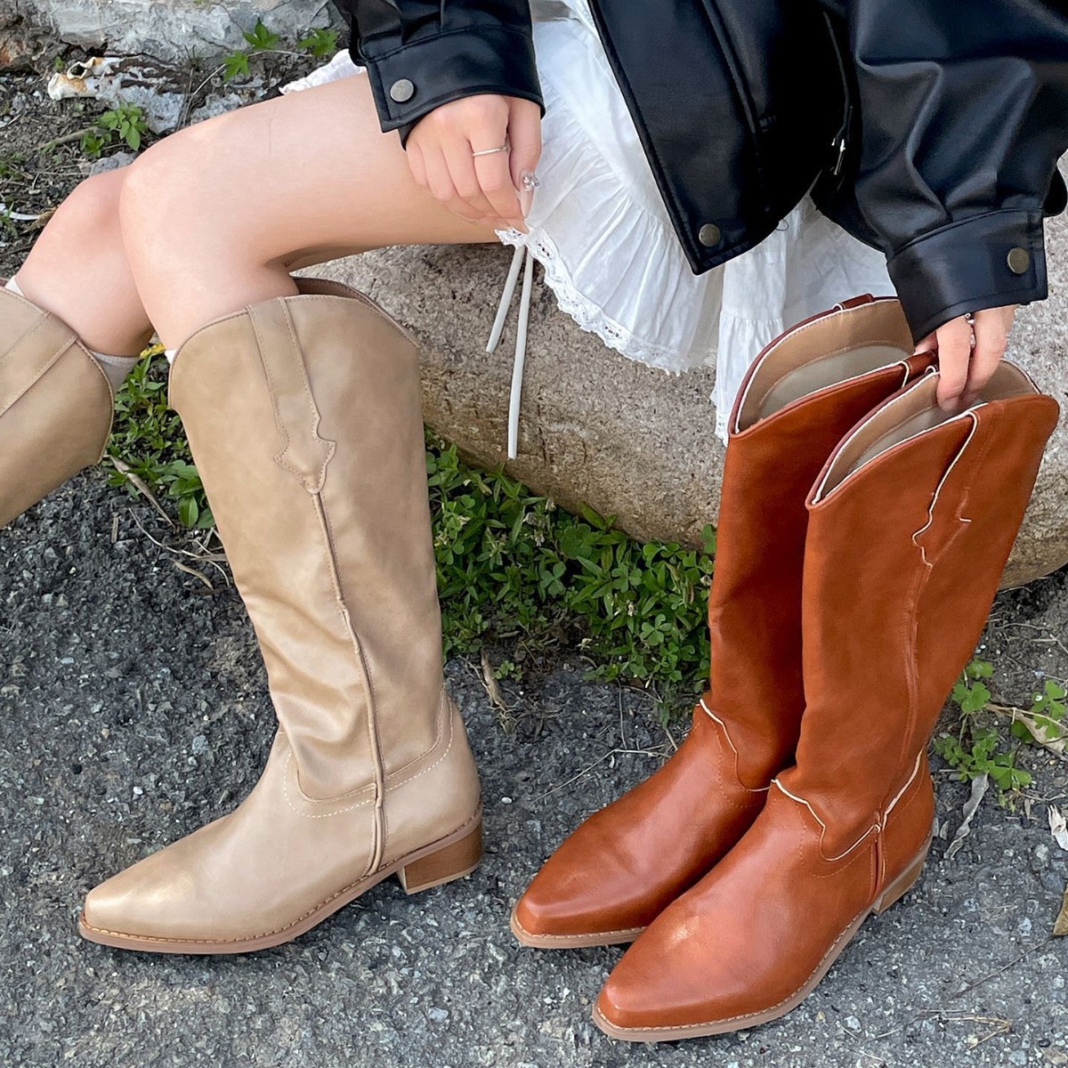 Retro Sophisticated Chunky-heel Pointed-toe Western Cowboy Boots foto 4