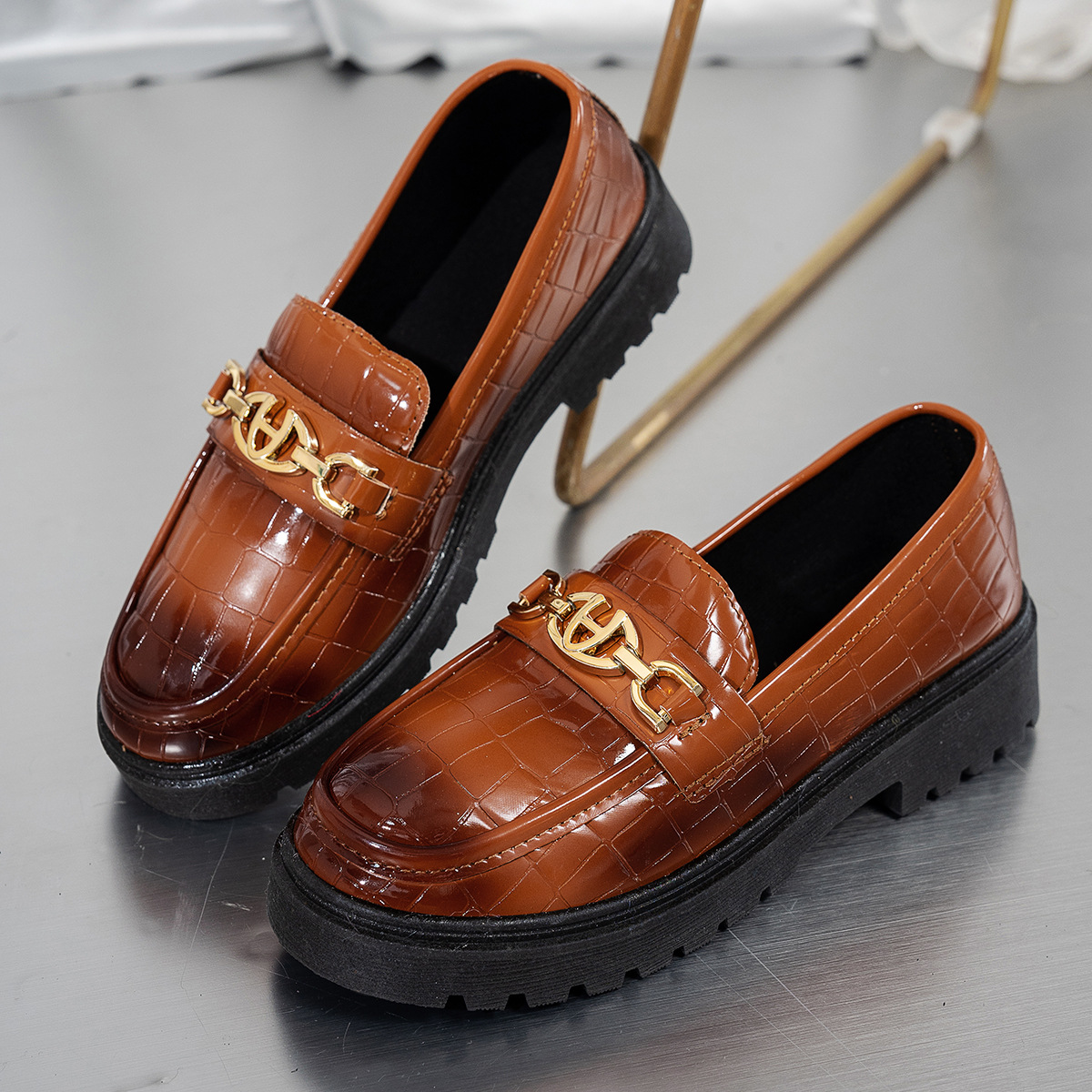 Womens Stylish Casual British-style Chunky-soled Shoes foto 2