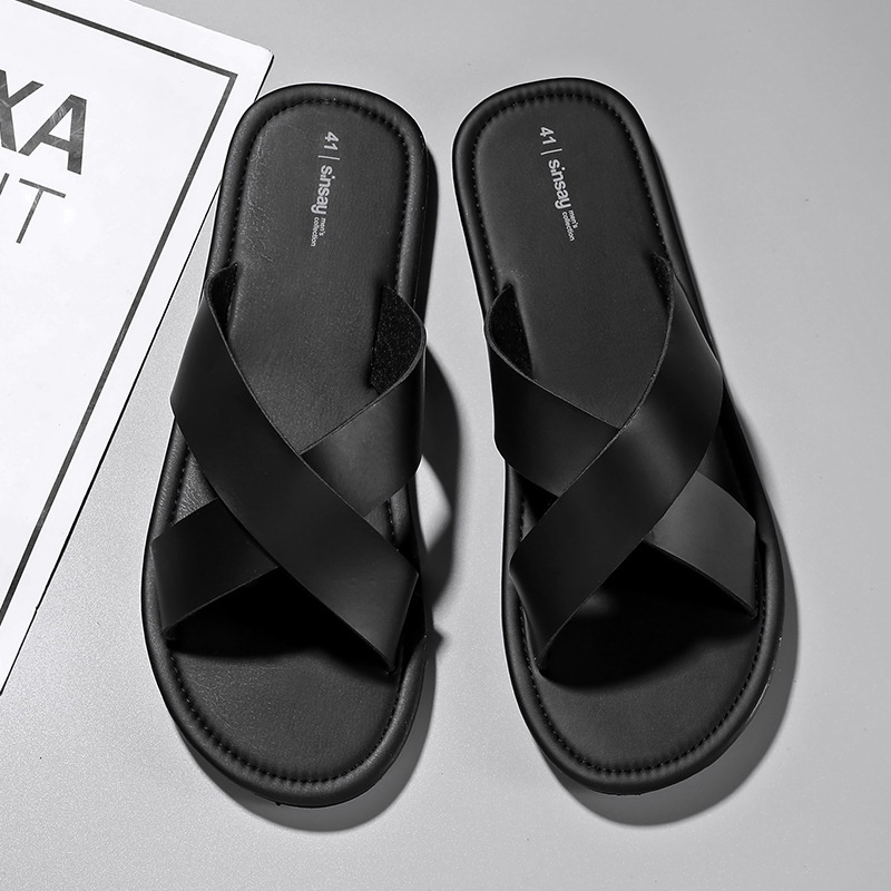 Lightweight Soft Sole Comfortable Black Fashion Casual Simple Men's Slippers foto 3
