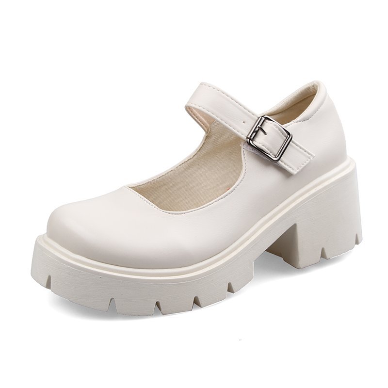 Women's Buckle British Style Leather Shoes foto 3
