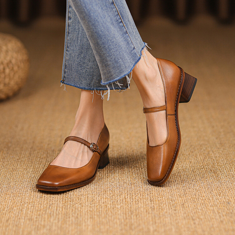 Retro Chunky-heeled Elegant Womens Shoes foto 3