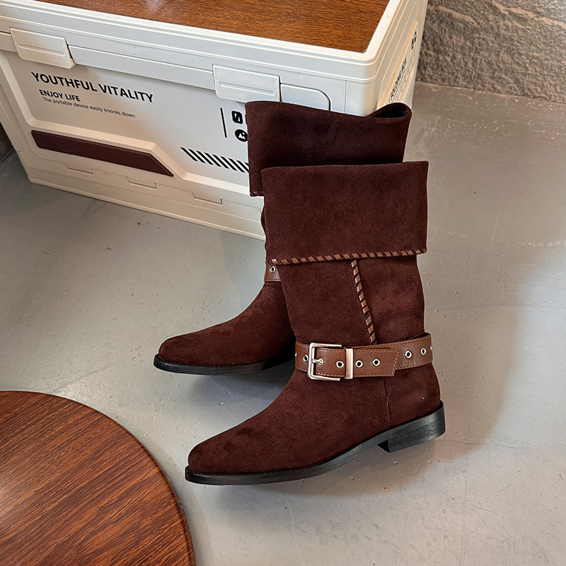 Western Denim British Style Knight Boots Leisure foto 5