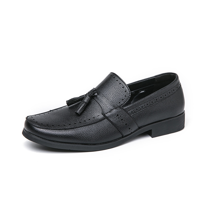 Men's Loafer Tassel Slip-on Business Casual Round Toe Leather Shoes foto 2