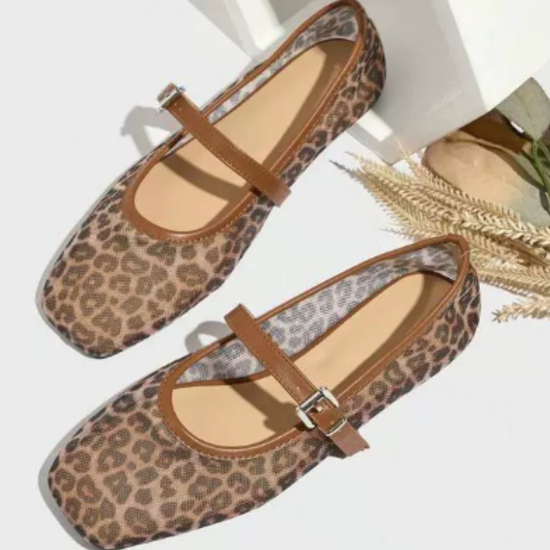 Leopard Print Mesh Breathable Women's Flat Sandals Mary Jane foto 3