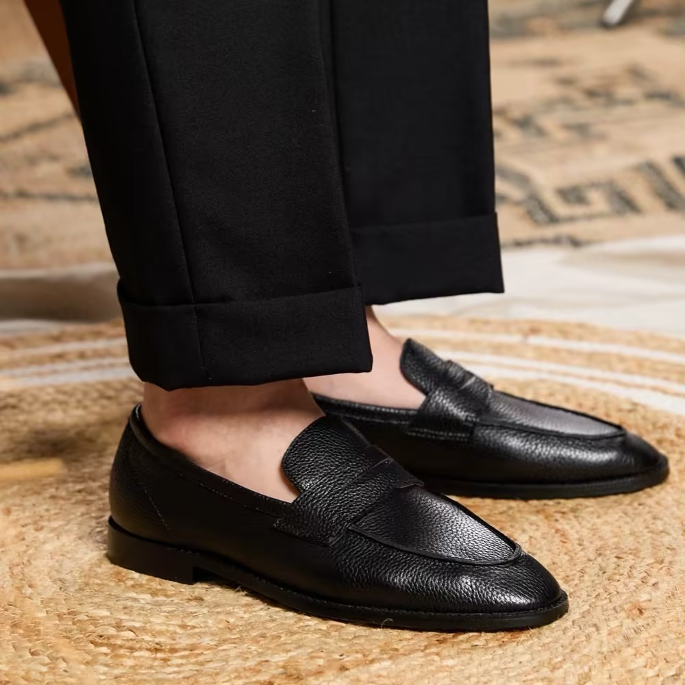 British Vintage Litchi Grain Cowhide Men's Loafer foto 2