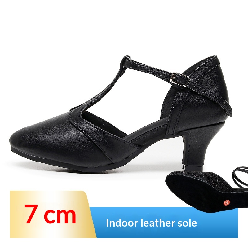 Soft-soled Mid- To High-heeled Modern Cha-cha Closed-toe Dance Shoes For Practice foto 3