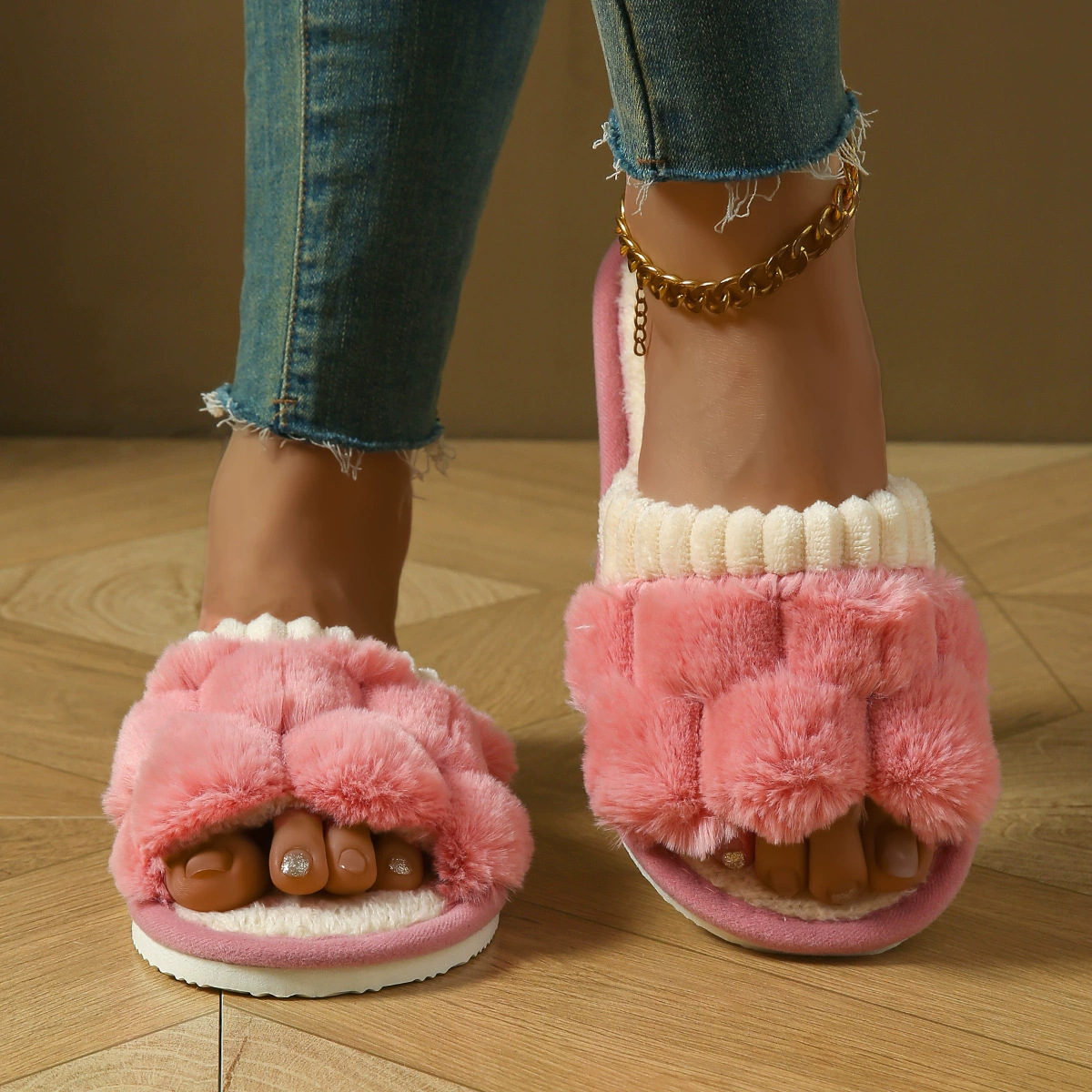 Womens Flat-soled Cotton Outdoor Slippers foto 4