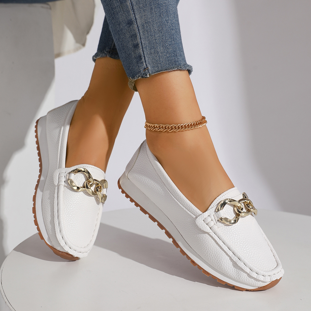 Chains Flats Womens Fashion Casual Comfortable Slip-on Shoes Loafers Spring Summer Fall foto 2