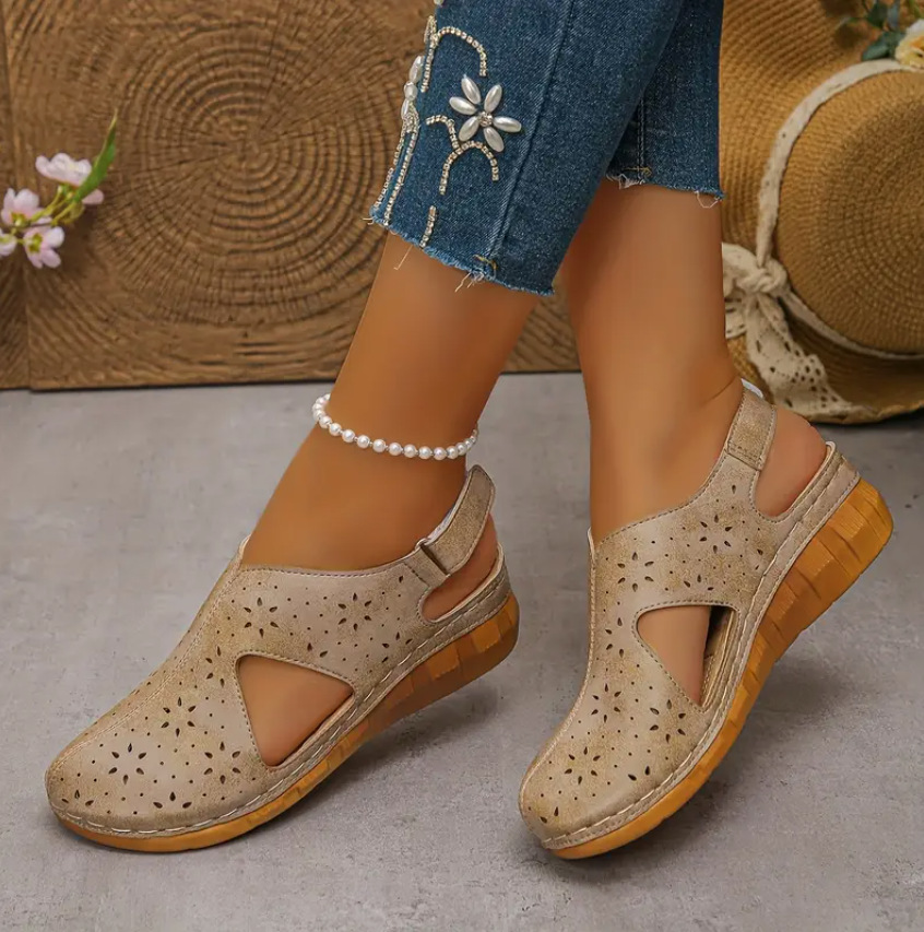 Breathable Velcro-Strapped Wedge Sandals With Fishmouth Design And Stitched Seams foto 3