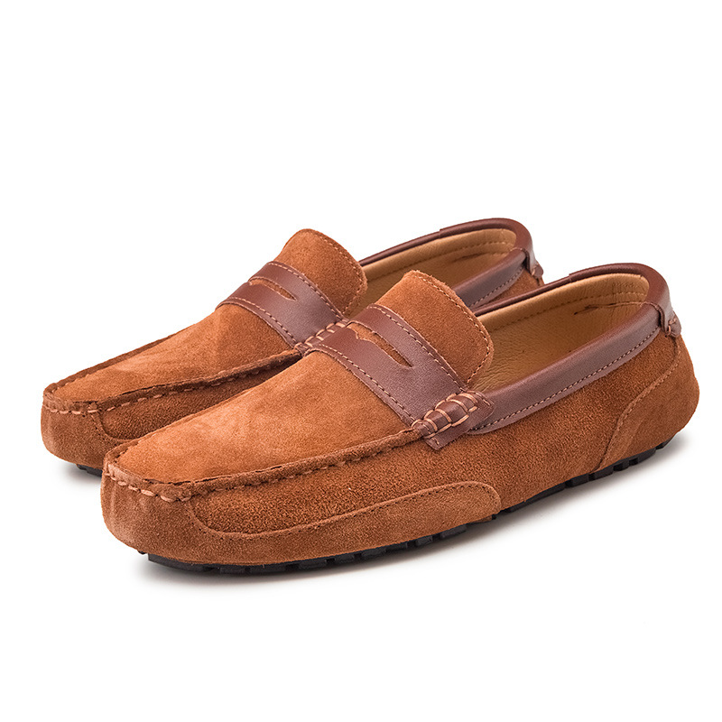 New Color-block Edging Slip On Loafer For Men Versatile Leather Shoes foto 3