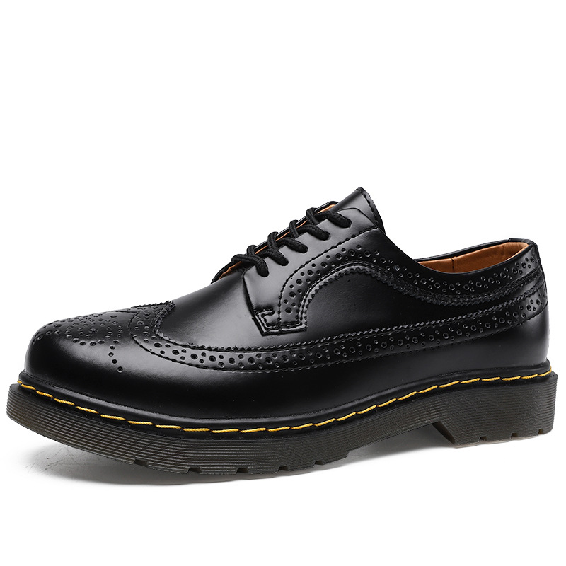 Martin Shoes Women's Low-cut Genuine Leather 5-hole Brogue Men's And Women's Round Head Couple's Lace-up Shoes foto 2