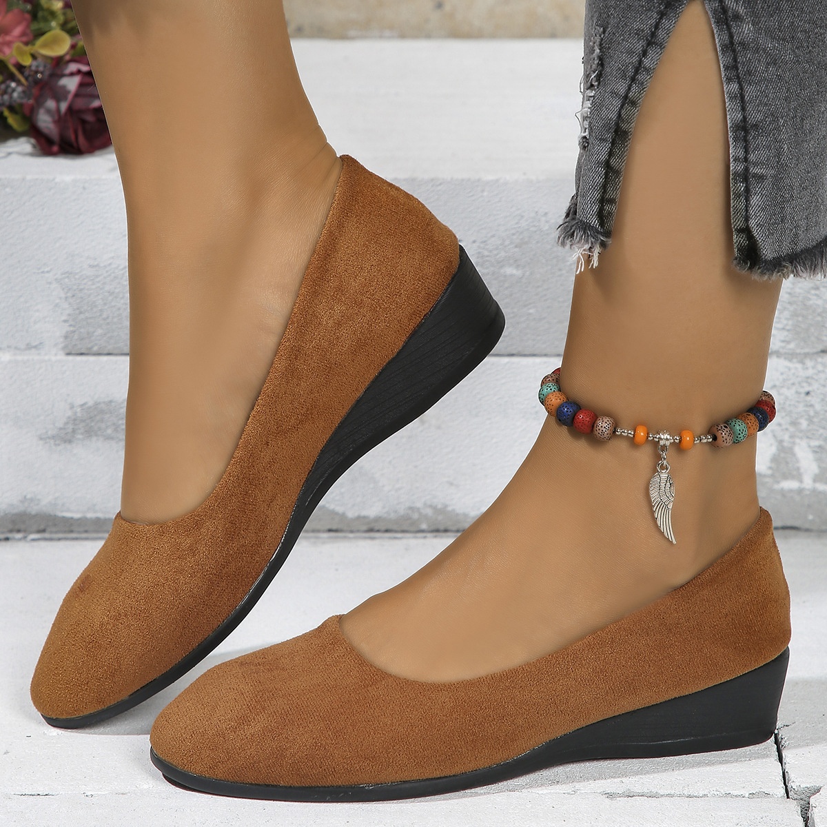 Spring New Pointed Toe Women's Plus Size Shallow Mouth Wedge Pumps Doug Shoes Sports Casual foto 4