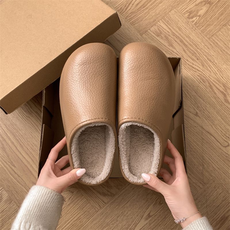 Non Slip Closed Toe Thick Soled Height Increasing Insulated Cotton Slippers foto 3