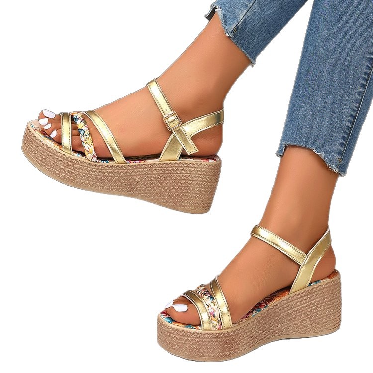 Womens Color-Block Round-Toe Open-Toe Sandals foto 4