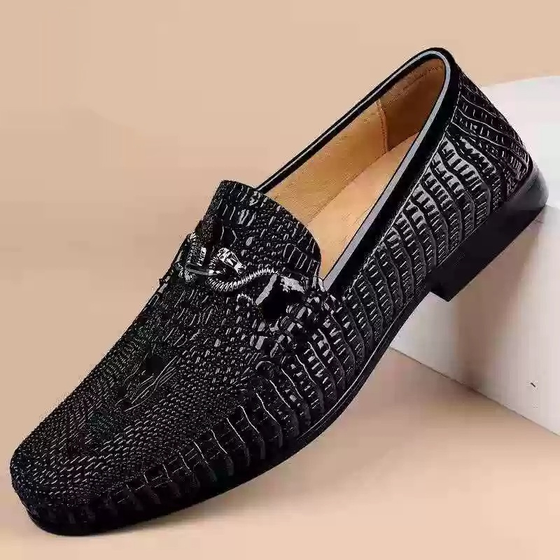 Slip-on Snake Pattern Embossed Leather Flat Driving Casual Leather Shoes foto 4