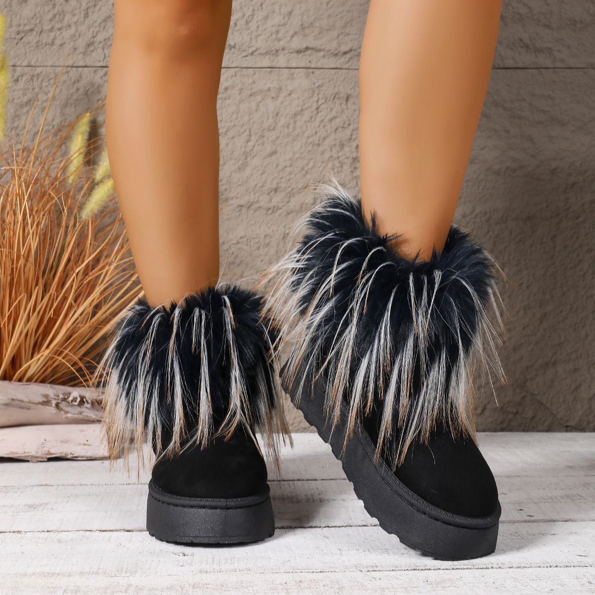 Womens Insulated Snow Boots With Fleece Lining, Thick Sole, And Furry Shaft foto 3