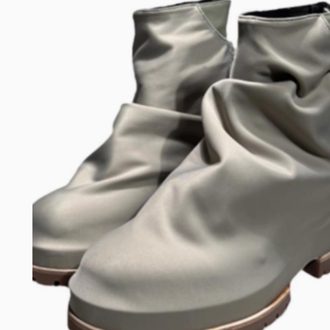 Zip Platform Men's High-top Pleated Leather Knight Boots foto 2