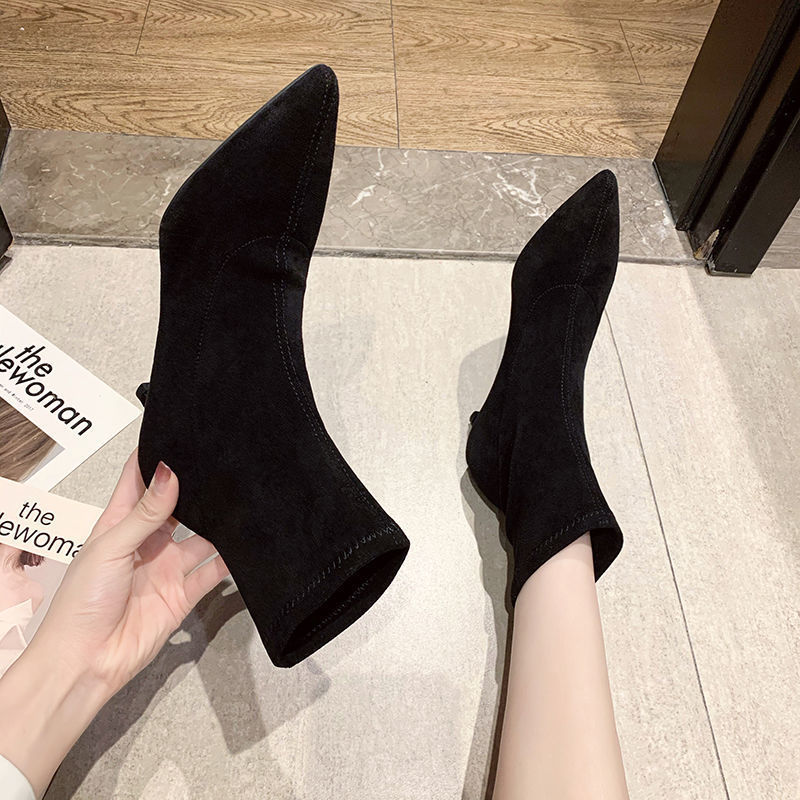 Womens Spring Autumn Stiletto Mid-Calf Boots foto 5