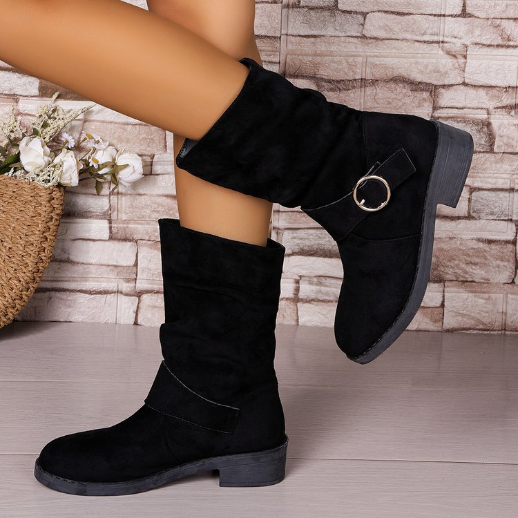 Women's Fashion Plus-Size Suede Chunky Heel Ankle Boots foto 3
