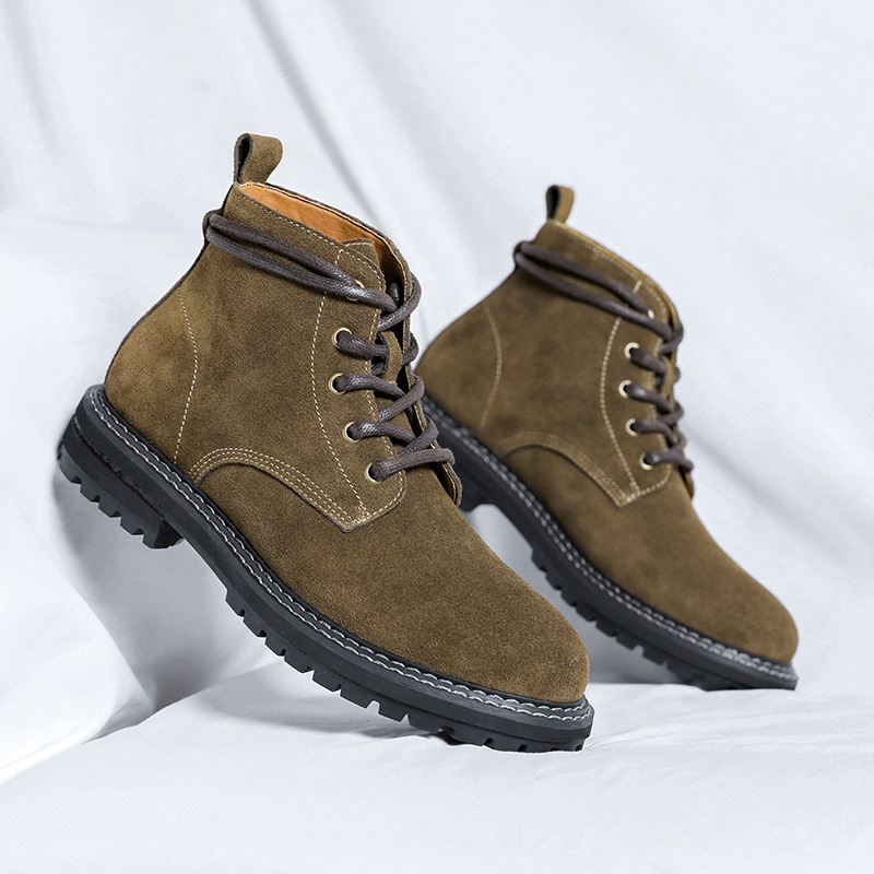 Suede Leather Autumn And Winter Mid-top Boots foto 2