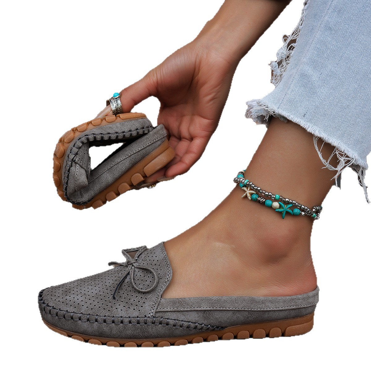Plus Size Solid Color Womens Flat Loafers foto 2