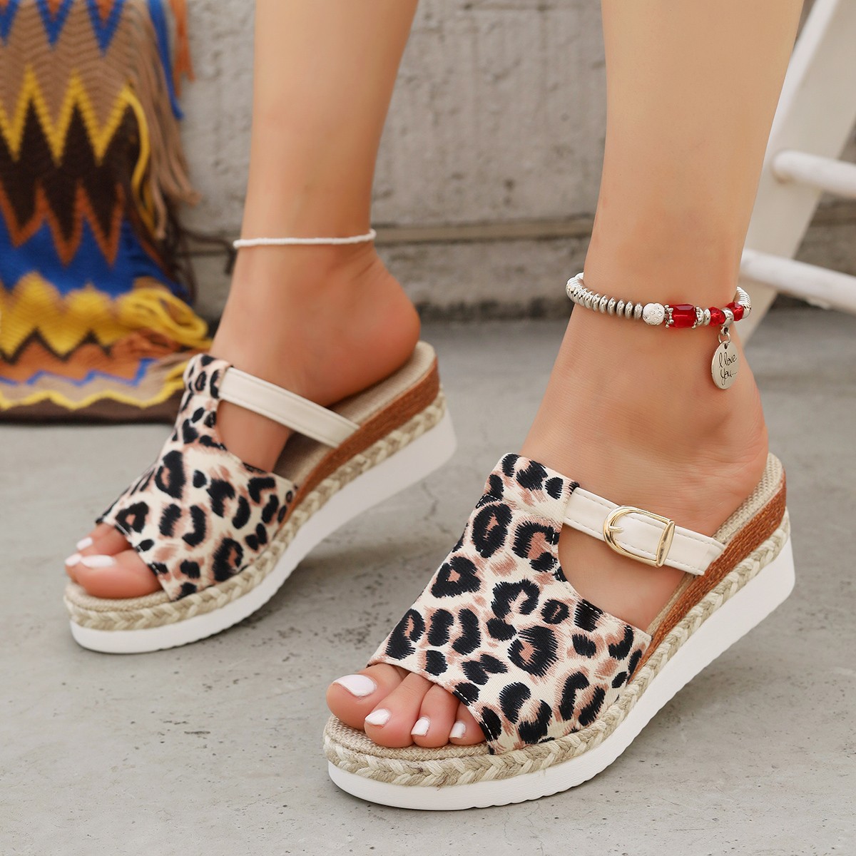 Spring New Wedge Platform Leopard Print Sandals foto 5