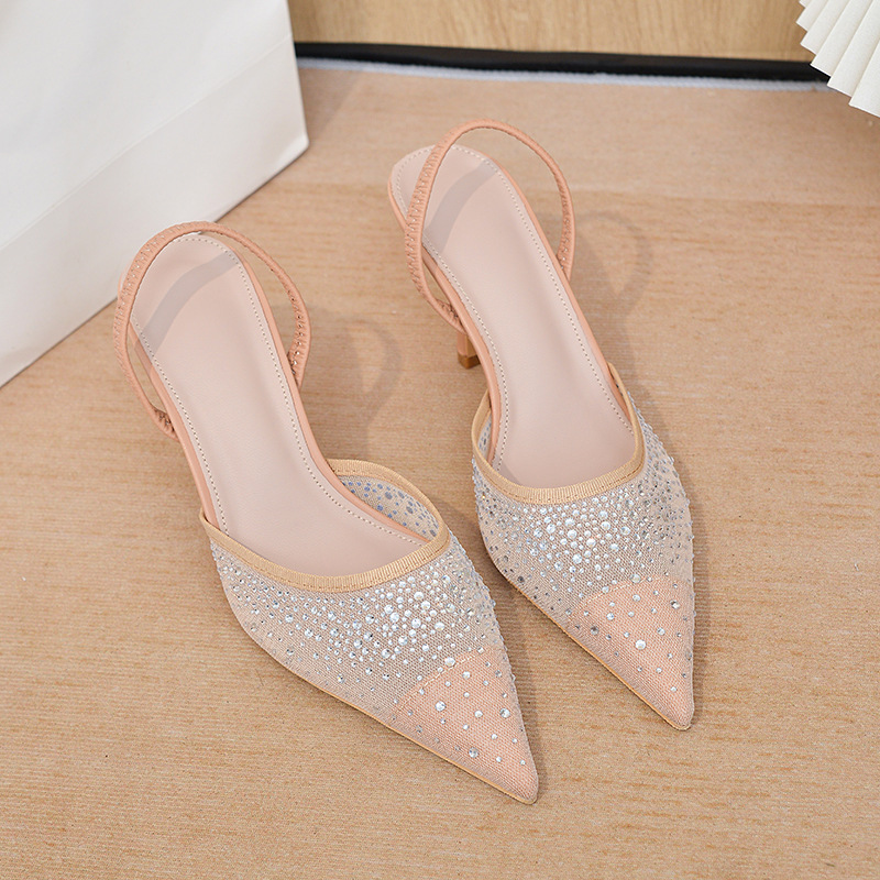 Womens Shiny Mesh Versatile High Heels foto 4