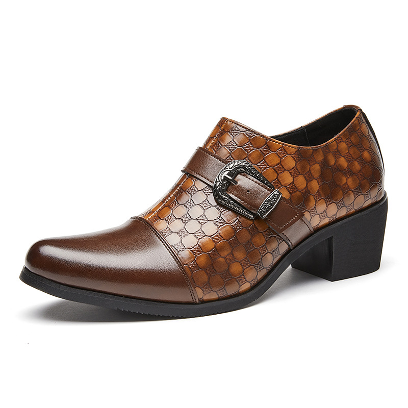 New Casual Shoes Fashionable Snakeskin Cuban Leather Shoes For Men foto 3