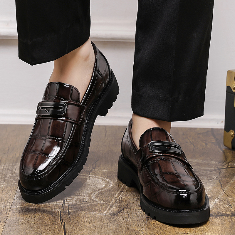 Thick-soled British Fashion Men's Round Head Leisure Leather Shoes foto 4