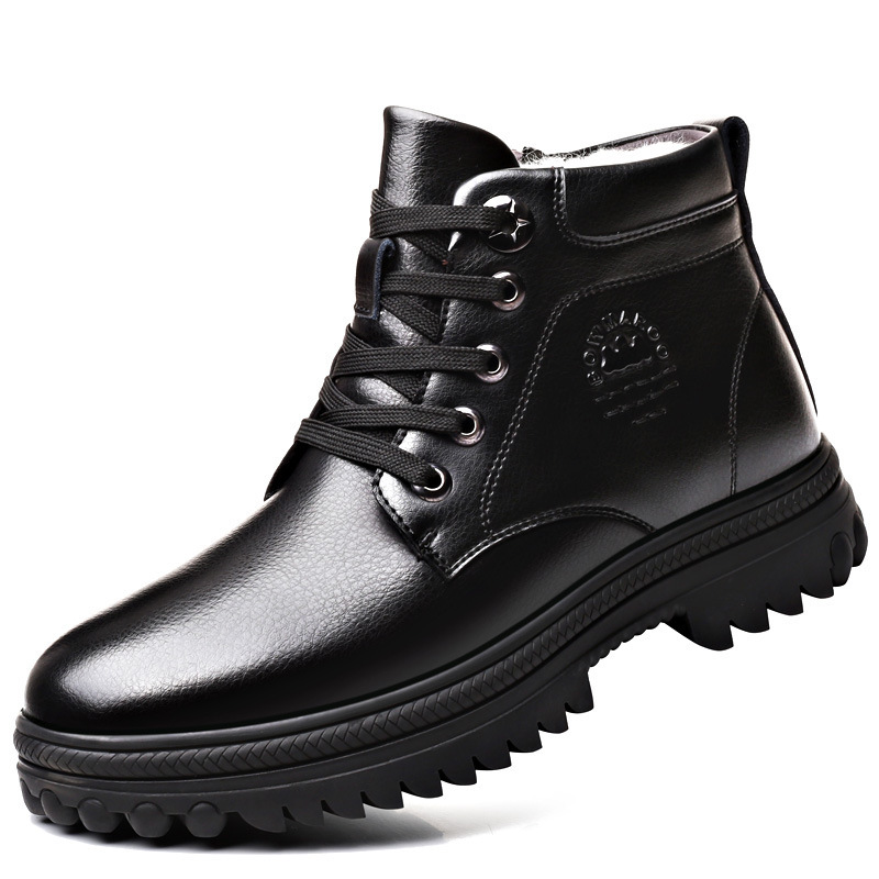 Winter Cotton Shoes Men's Leather Thickened Wool foto 2