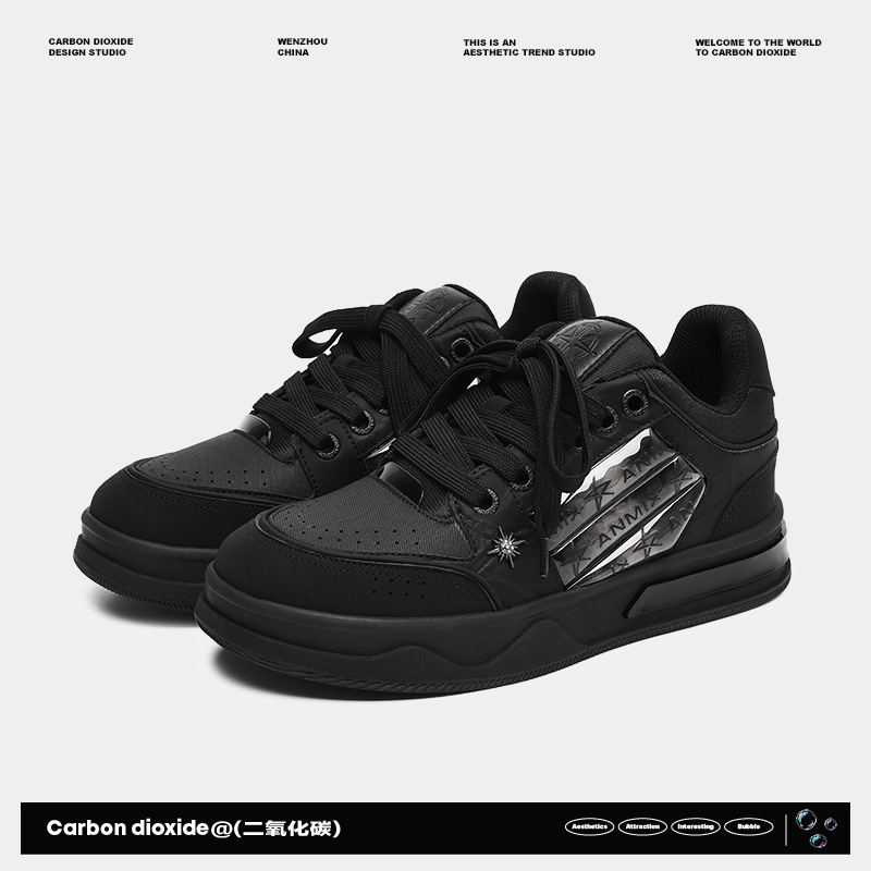 Couple's Black All-match National Fashion Platform Star Pattern Sneakers foto 2