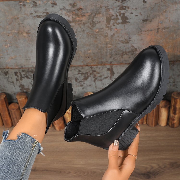 Black Chelsea Ankle Boots Women's Chunky Heel Martin Boots foto 3