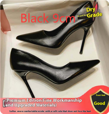 Women's Black Soft Leather High Heels Stiletto Sexy Pointed Toe foto 2