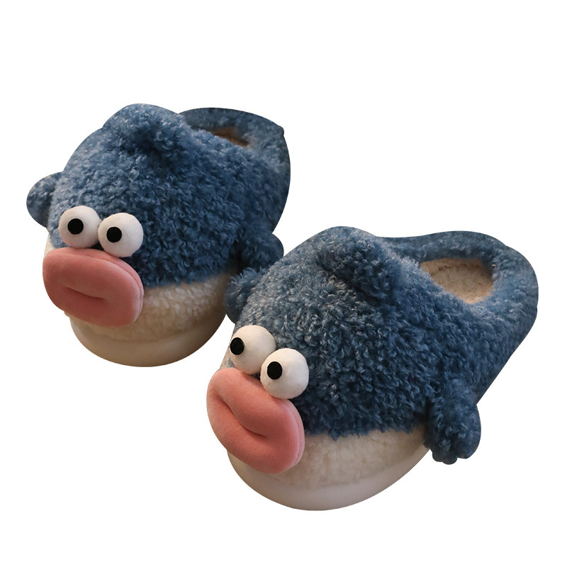 Puffer Cotton Cartoon Indoor Warm Thick Bottom Couple Home Shit Feeling Velvet Slippers foto 4