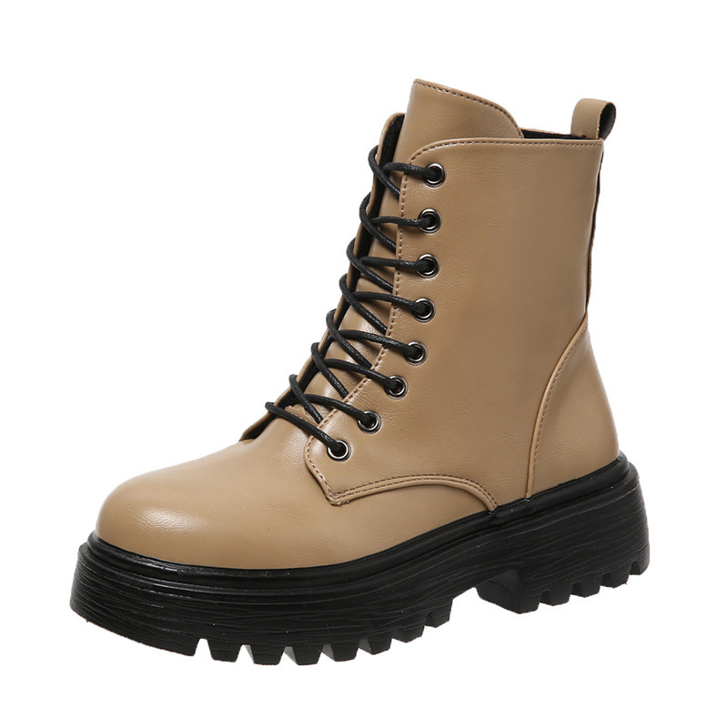 British Style Boots With Chunky Heels Women's Platform Lace-up foto 2