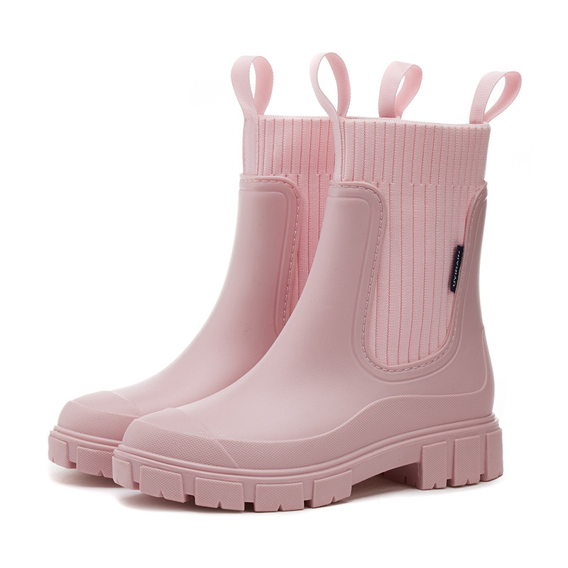Wear-resistant Height Increasing Waterproof Non-slip Outdoor Wearable Elastic Band Women's Rain Boots foto 4