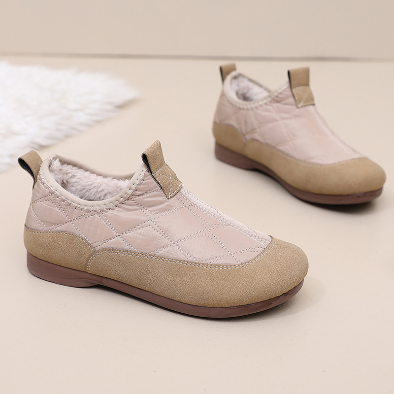 Winter Cloth Shoes For Women Plus Velvet Soft Bottom One Pedal Cotton Shoes Warm Flat Bottom Gommino foto 3