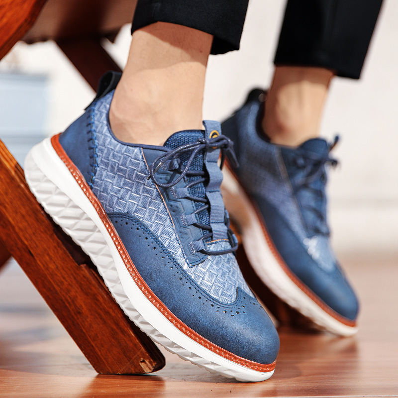 Breathable Woven-Texture Mens Sneakers