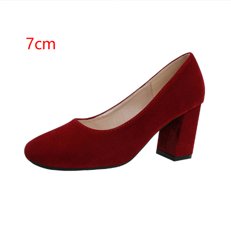 Square-toe Chunky-heel Red Wedding Shoes Petite-size High Heels foto 4