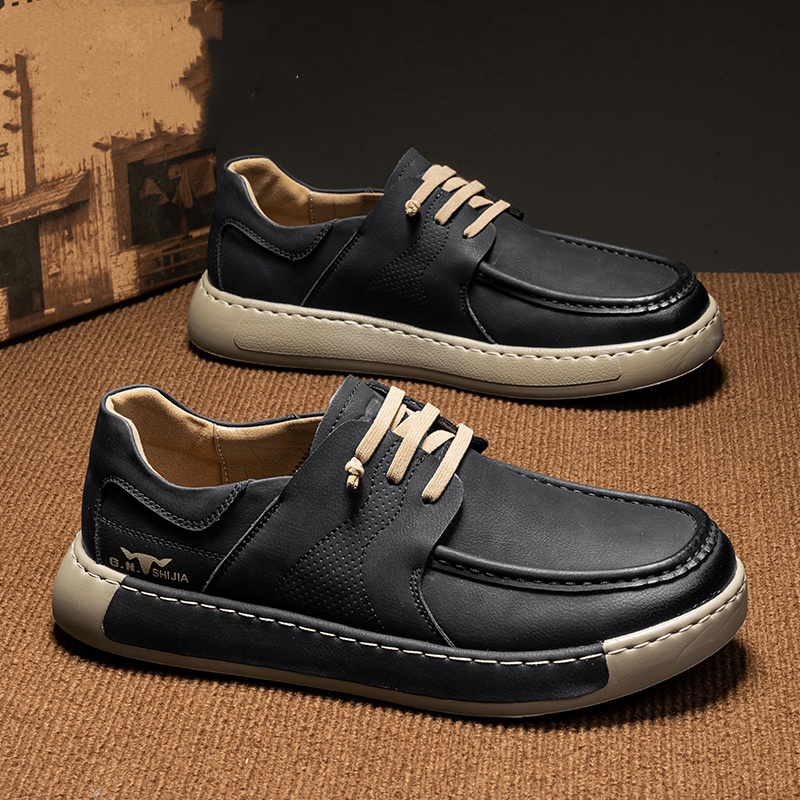 New Bean Shoes Thick Bottom Men's Shoes Slip-on British Casual Sneakers foto 2