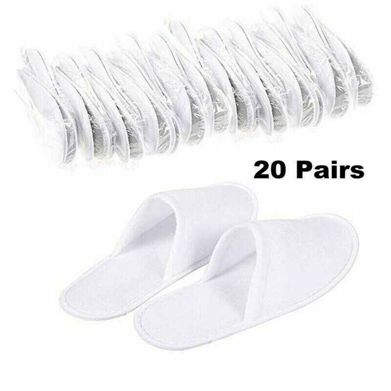 20 Pairs Disposable Terry Towelling Slippers For Spa Hotel Guests, Closed Toe Bulk Pack foto 2